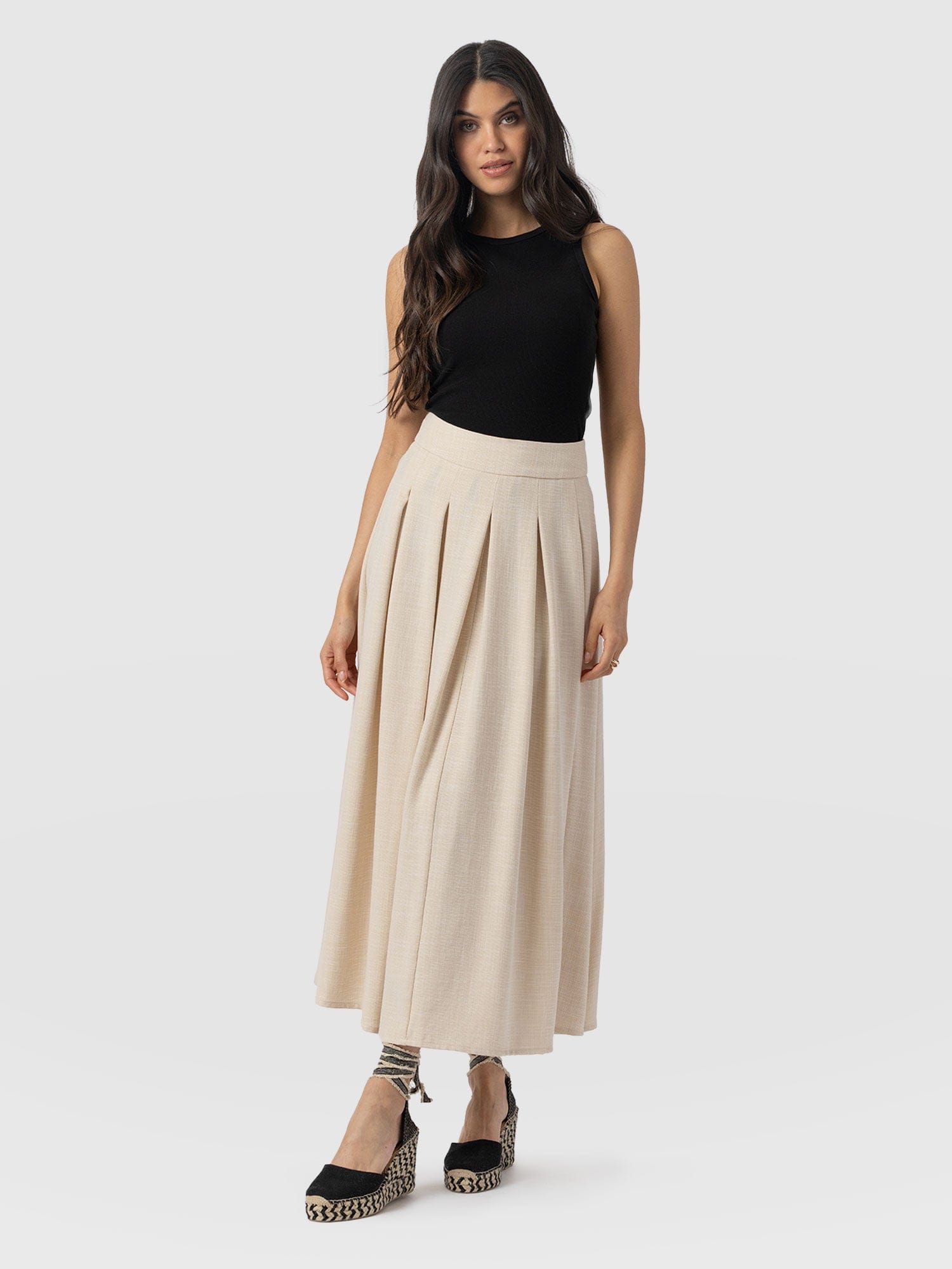 Eliza Pleated Skirt - Cream - Women's Skirts | Saint + Sofia® USA
